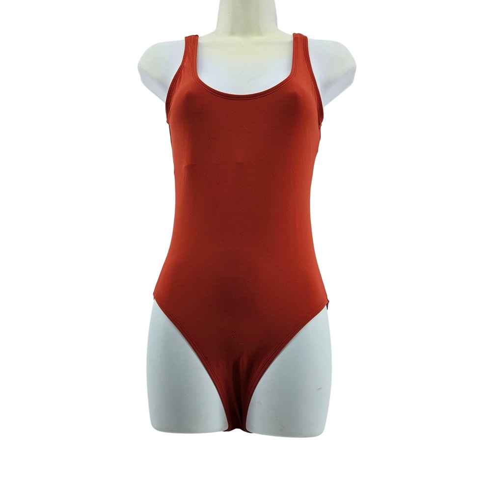 Cotton On Body Burnt Orange Low Back High Cut One Piece Swimsuit XS Minimalist
